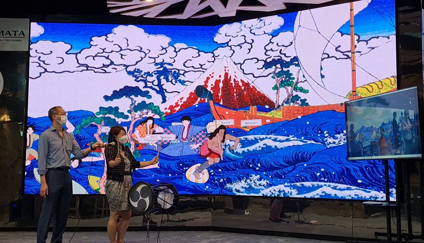 ドラムを叩いて葛飾北斎の浮世絵世界へ！GINZA 456で体験型アート展